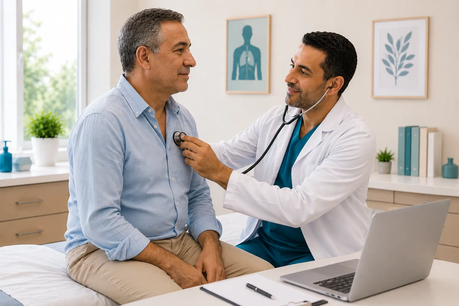 Médecin généraliste en consultation avec un patient